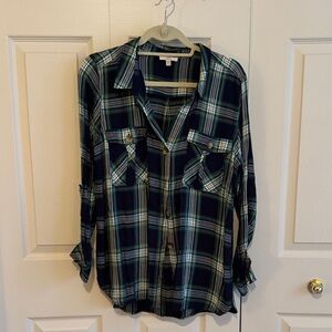 Como Vintage Teal and Yellow Plaid Shirt